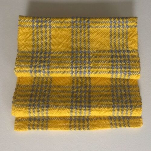 Eclectic Crafter - 100% cotton scarf in yellow and steel grey plaid pattern, ideal for spring and summer wear
