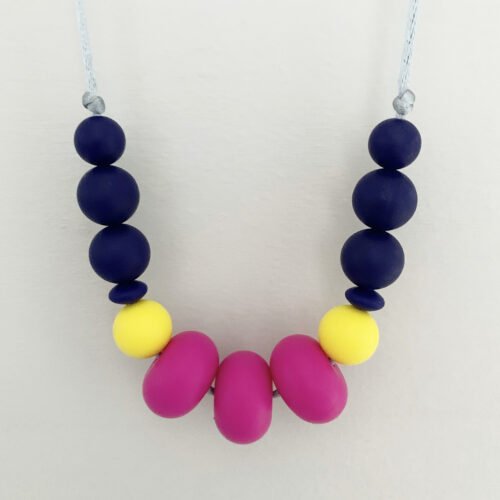 Crafted by Kate, hot pink and navy necklace