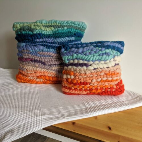 Handwoven Rainbow Cushion - Small and Medium