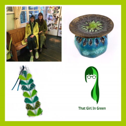 That Girl In Green, handmade ceramic poppy decorations, handmade glass Suncatcher