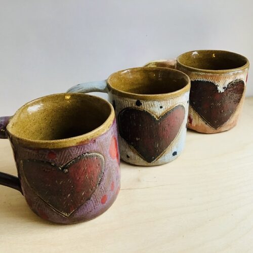 Karin findell ceramics heart mugs