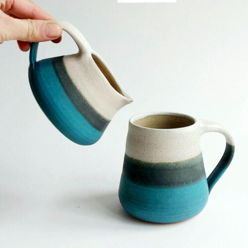 Tiree Sea glaze mug and medium jug