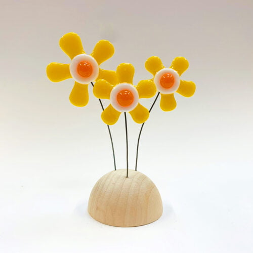 Yellow fused glass fused glass flower sculpture