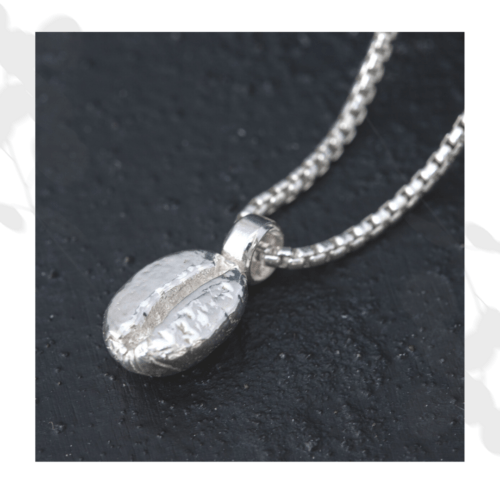 Silver Coffee Bean Necklace Unisex How Fine Designs