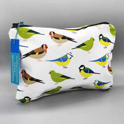 Garden Birds cotton handmade accessories bag