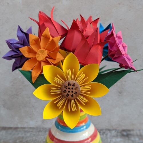 Origami Blooms - custom bouquet of colourful paper flowers