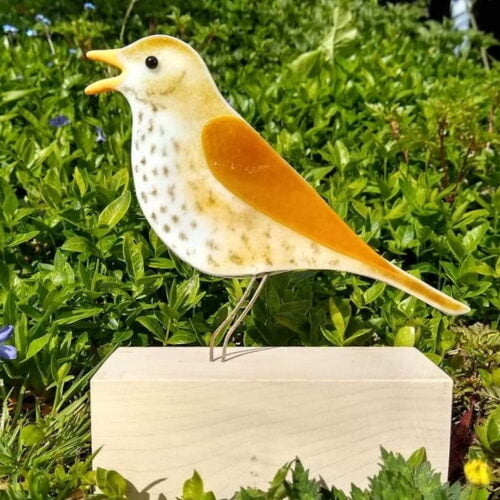 Jewel Glass fused glass song thrush