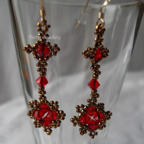 Morria Jewellery Red crystal beaded earrings