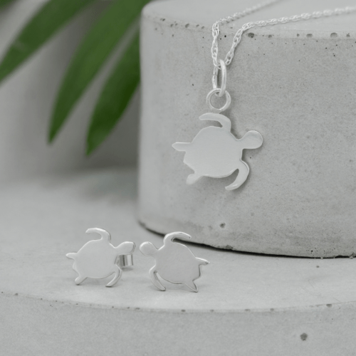 Turtle Necklace and Earrings Shine On