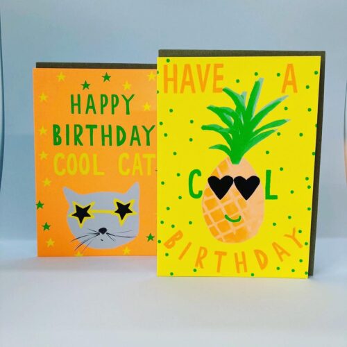 Happy birthday cool cat birthday card and Have a cool birthday card