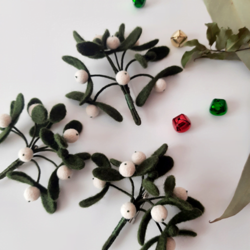 Needle Felt Merino Mistletoe Brooch