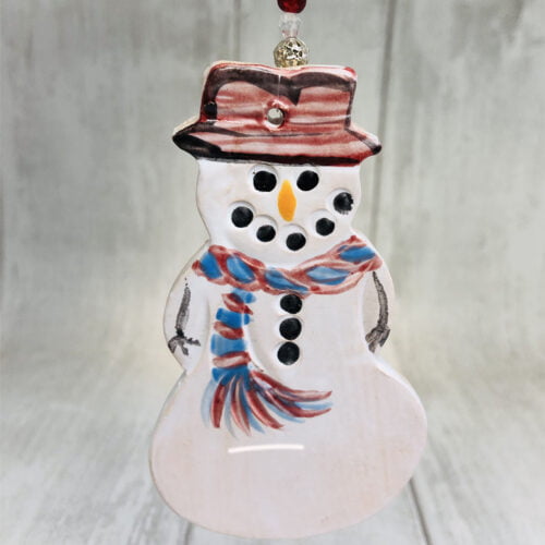 Woofing Fabulous Pottery Snowman Christmas Decoration