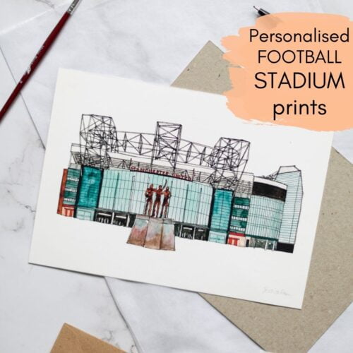 Jessica Sian Illustration, A Print of the Manchester United Football Stadium.