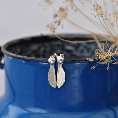 Small sycamore seed stud earrings