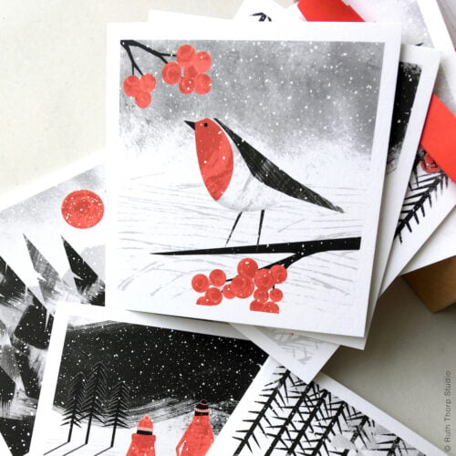 Snowfall Box of 12 Small Cards_Ruth Thorp Studio