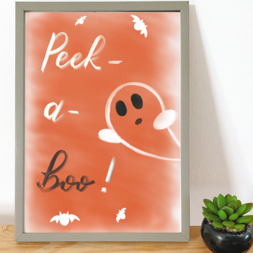 Cute Halloween ghost print decor, peek a boo