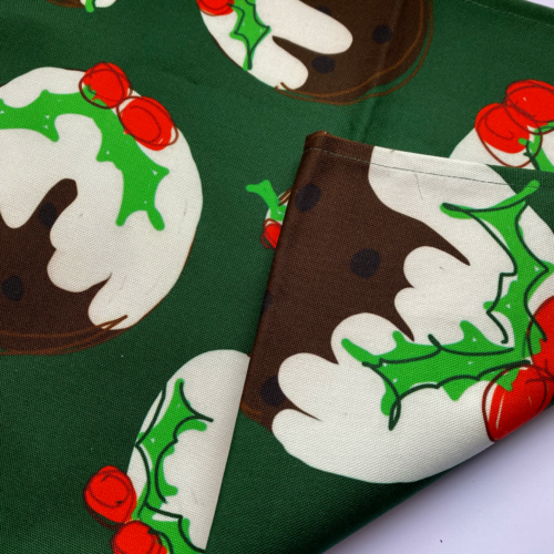 Christmas pudding pattern tea towel