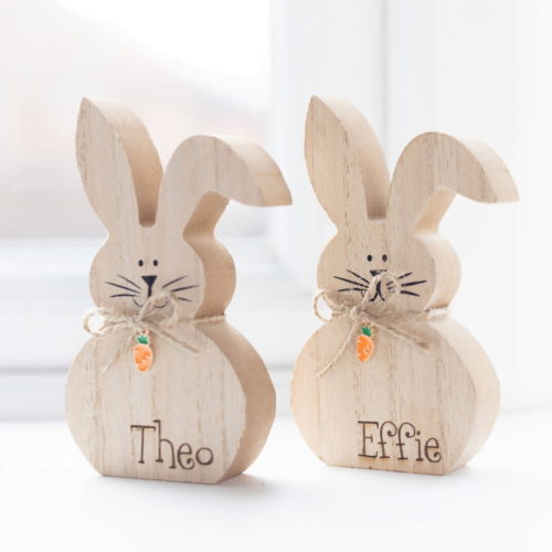 Wooden Easter Decoration Rabbit Personalised