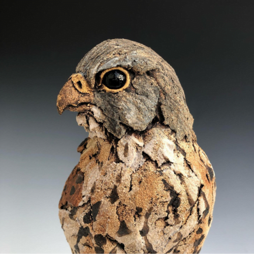 Kestrel Bird of Prey Ceramic Sculpture Simon Griffiths