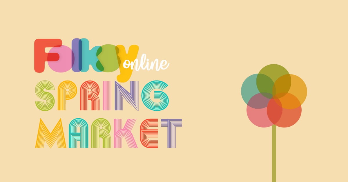 Folksy Spring Market image. A flower on a peach background.