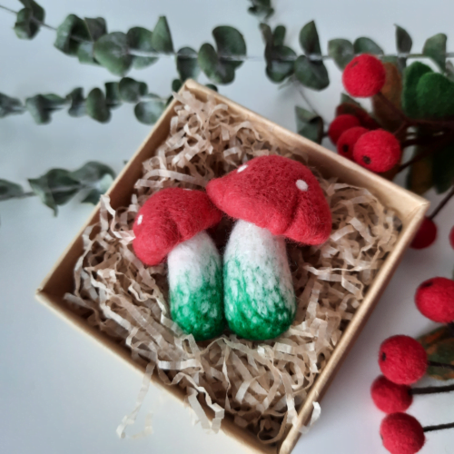 Needle Felted Merino Toadstool Brooch