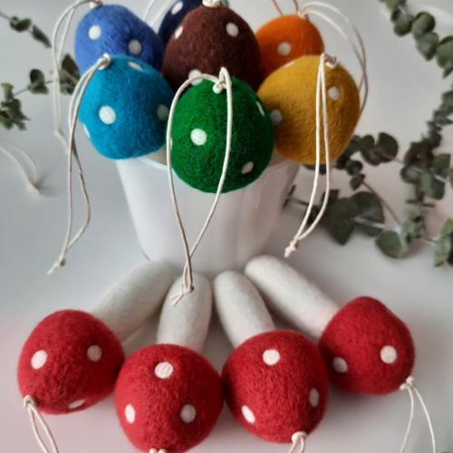 Set of Two Needle Felted Merino Mini Mushrooms