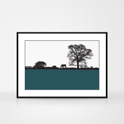 The Art Rooms Jacky Al-Samarraie Landscape Framed Print with horse and trees
