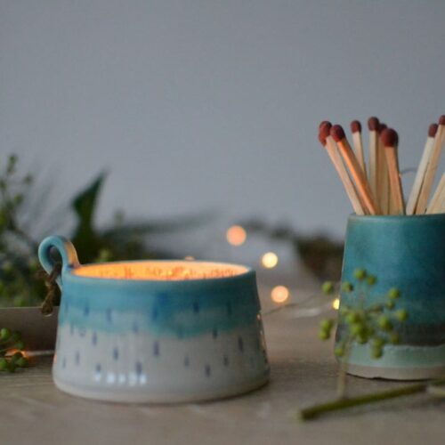 Ceramic candle holder gift set