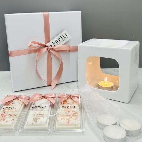 Rose Gold Wax Melt Gift Set with Three Highly Scented Melts