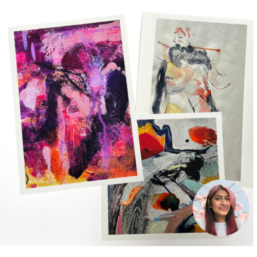 Three fine are prints of original artwork by Kiran Kaur