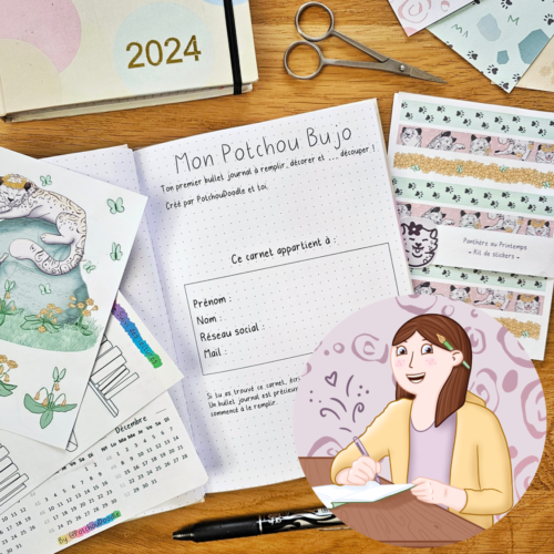 Bullet journal notebook and stickers by PotchouDoodle
